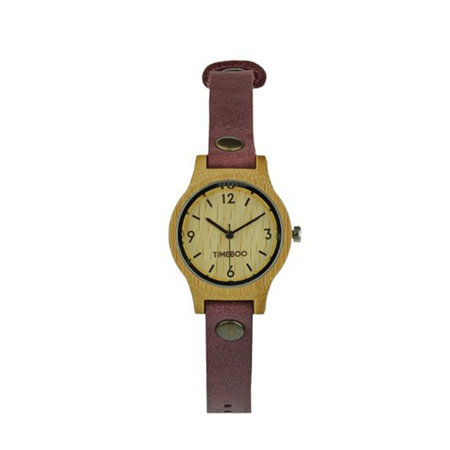 Horloge bamboe aubergine S