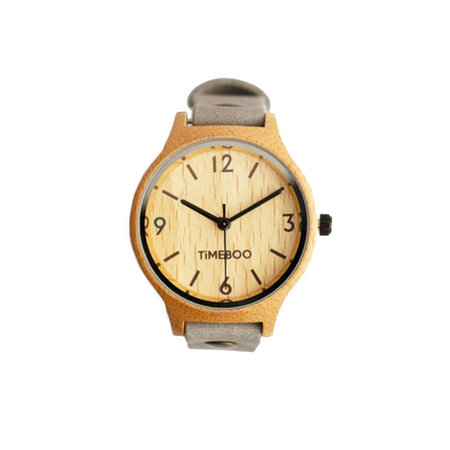 Horloge bamboe grijs M