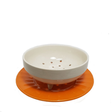 Fruittest creme met oranje bord