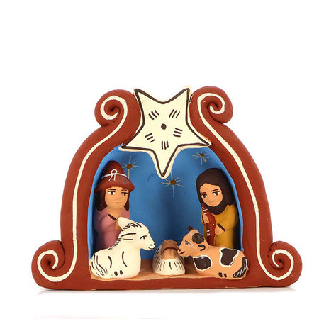 Kerstgroep aardewerk leemhut