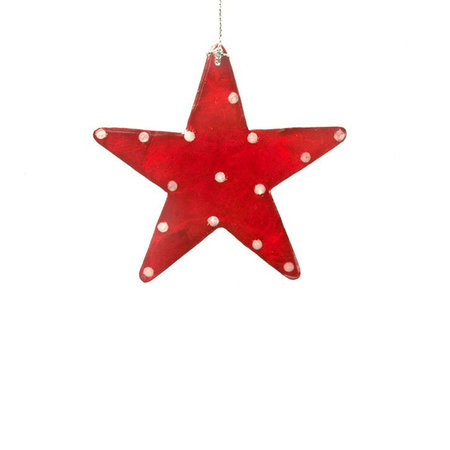 Ster capiz rood witte stippen