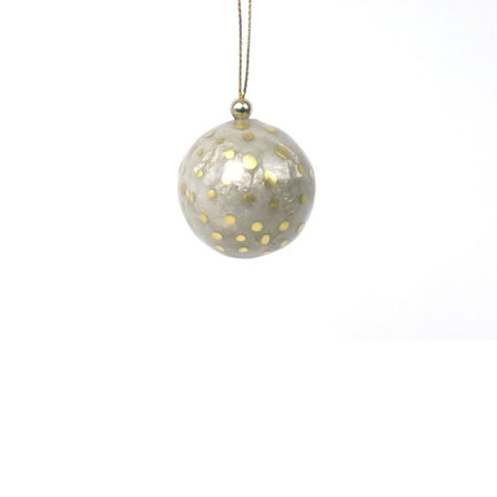 Kerstbal zilver gouden stippen 3 cm