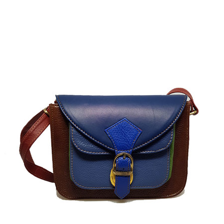 Schoudertas Elsa blauw bruin