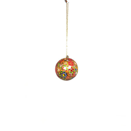 Kerstbal papier mache goudgeel