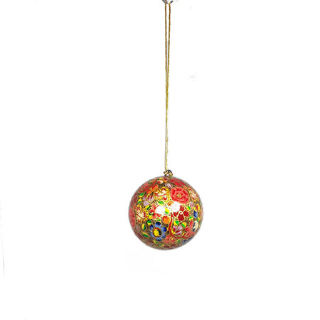 Kerstbal papier mache goudgeel