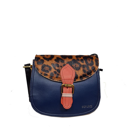 Schoudertas blauw dierprint soruka