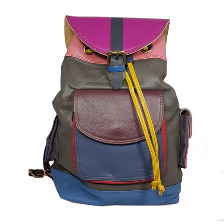 Rugtas L grijs blauw fuchsia