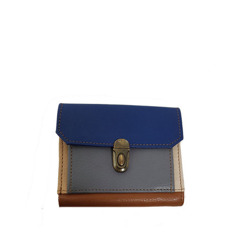 Portemonnee leer S grijs blauw