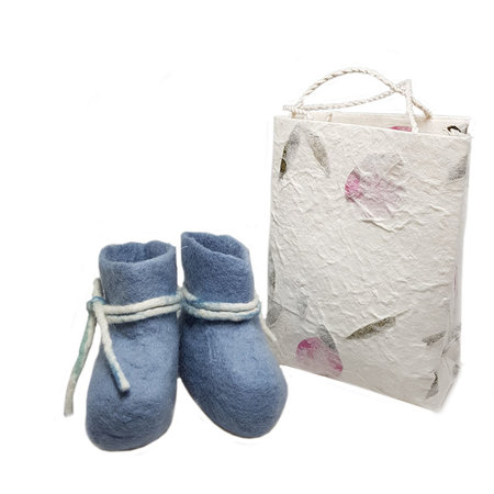 Babyslofjes wol blauwgrijs