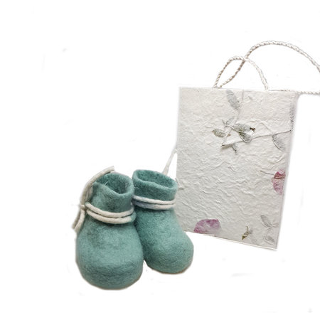Babyslofjes wol zeegroen