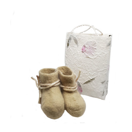 Babyslofjes merinowol zandkleur