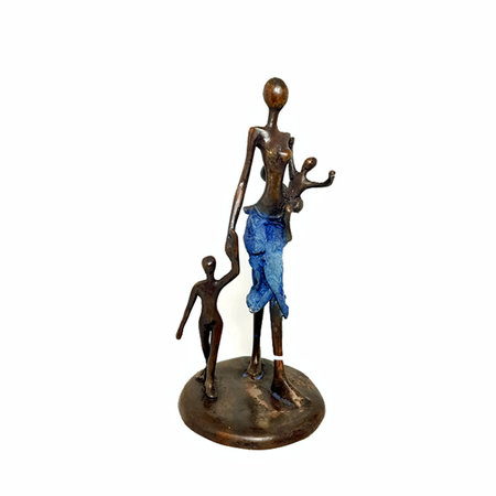 Moeder 2 kinderen blauwe jurk (2)