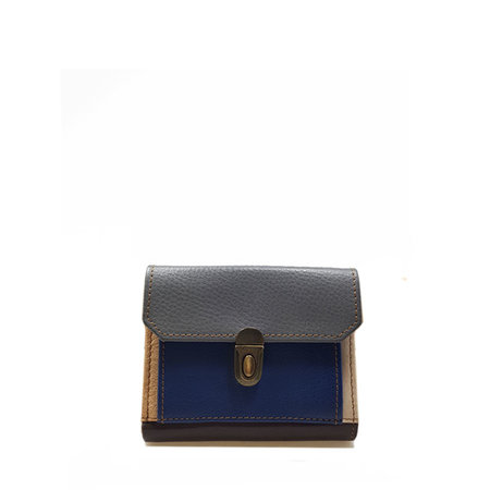 Portemonnee S bruin blauw en grijs