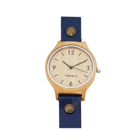 Horloge bamboe M blauw