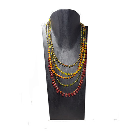 Ketting Har glaskralen en hout bruin oker en groen (3)