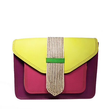 Tas leer fuchsia limoen (Nr. 2)