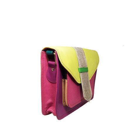 Tas leer fuchsia limoen (Nr. 2)