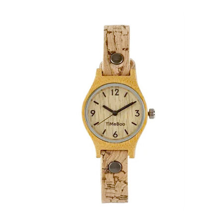 Horloge bamboe S kurk licht (3)