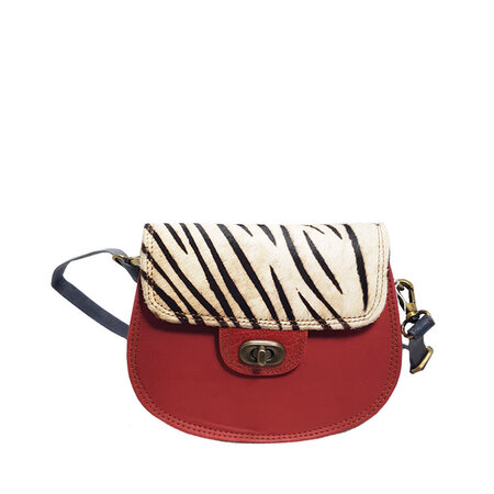 Tas leer rood strepen (Nr. 1)
