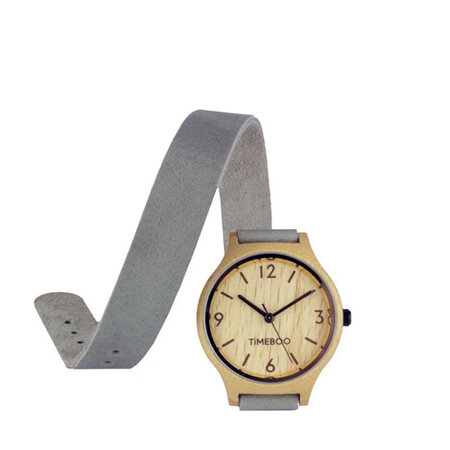 Horloge bamboe M jeans dubbele band (2)