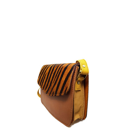 Schoudertas bruin met print (nr.4)