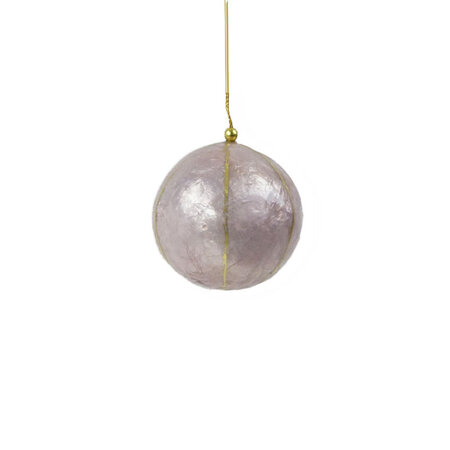 Kerstbal capiz distel strepen 6 cm