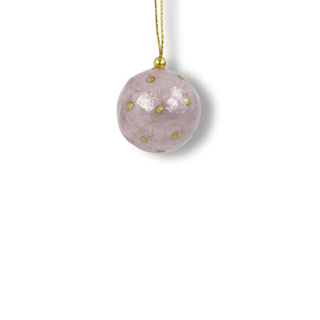 Kerstbal capiz distel stippen 3 cm