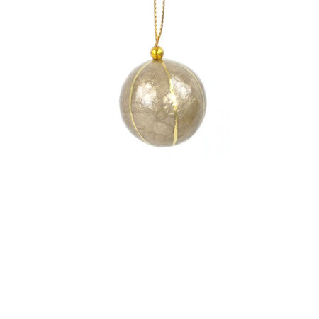 Kerstbal capiz buff strepen 3 cm