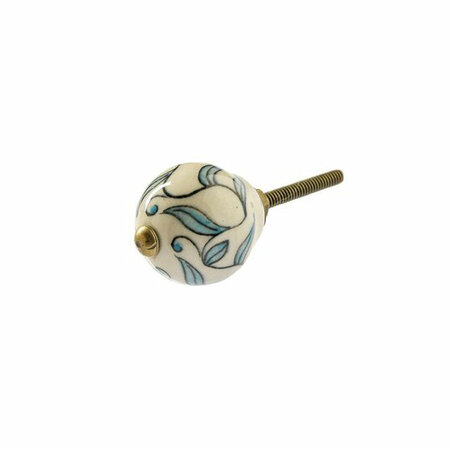 Sierknop keramiek wit blauw