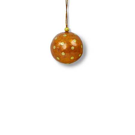 Kerstbal capiz cognac stippen 3 cm