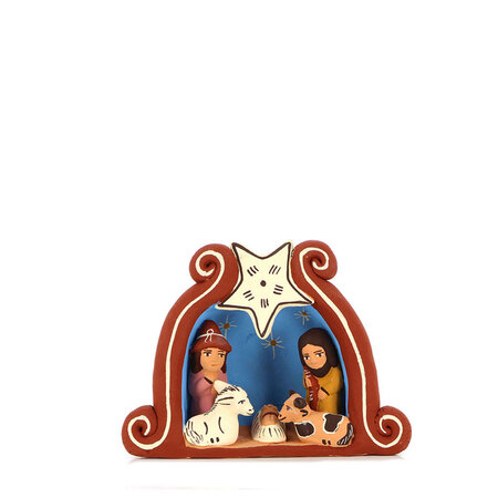 Kerstgroep aardewerk leemhut