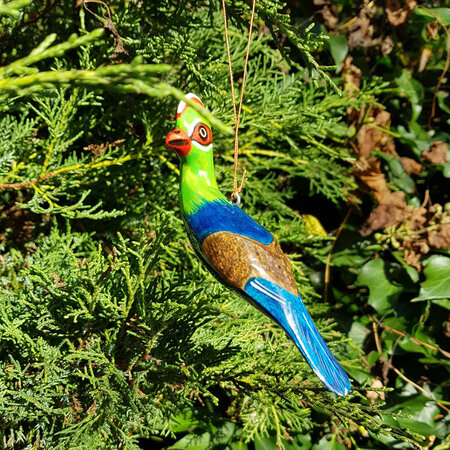Troostvogel M hangend geel blauw