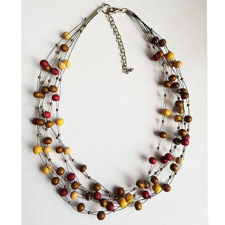 Ketting houten kralen bruin (nr.1)