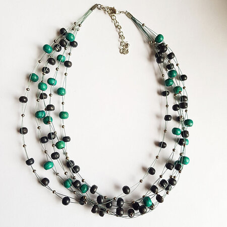 Ketting houten kralen groen