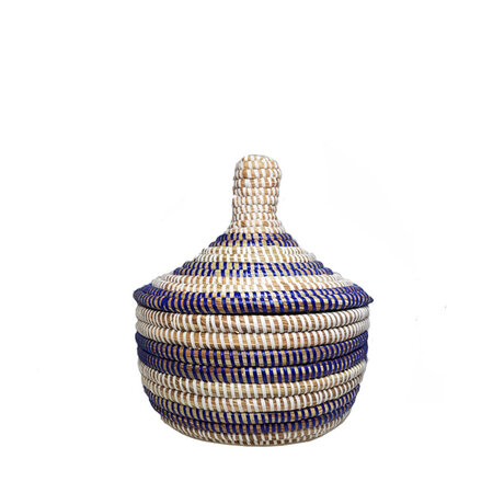 Mandje riet S blauw wit (nr.1)