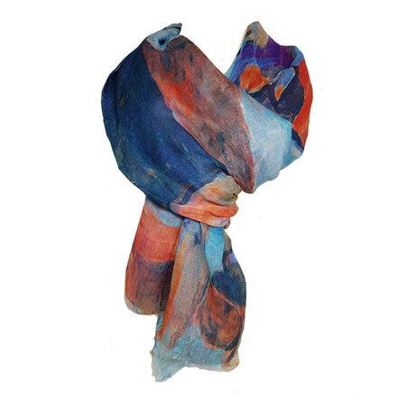 Sjaal blauw roest zijde