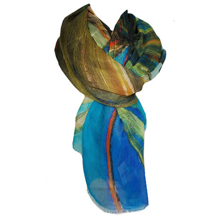 Sjaal groen blauw zijde