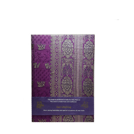 Sari notebook L paars bloemen (nr. 2)