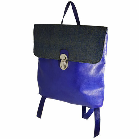Rugtas blauw leer