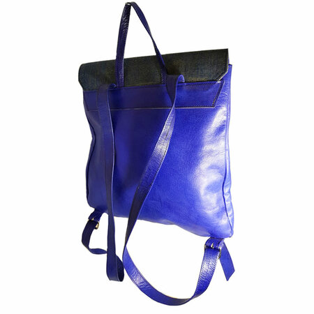 Rugtas blauw leer