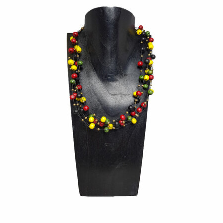 Ketting houten kralen bont