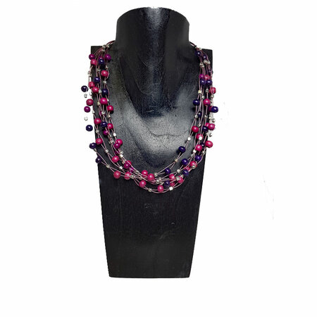 Ketting houten kralen paars