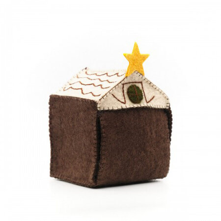 Kerstgroep vilt met stal bruin