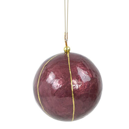 Kerstbal capiz bessen strepen 6 cm