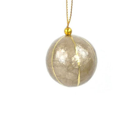 Kerstbal capiz buff strepen 3 cm