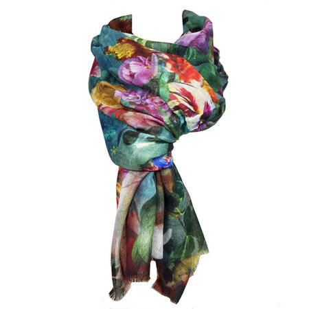 Sjaal bloemen 100% wol