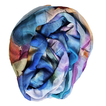 Sjaal zijde blauw blauw