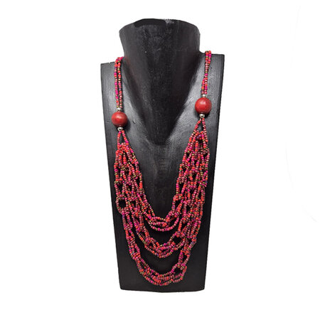 Ketting rood glaskralen