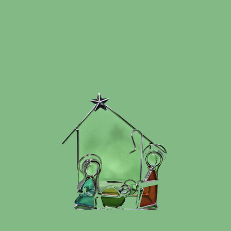 Kerstgroep waxinehouder glas
