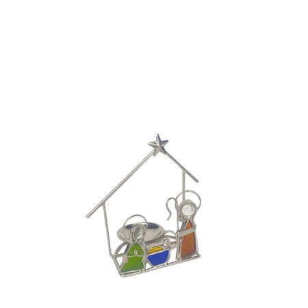 Kerstgroep waxinehouder glas